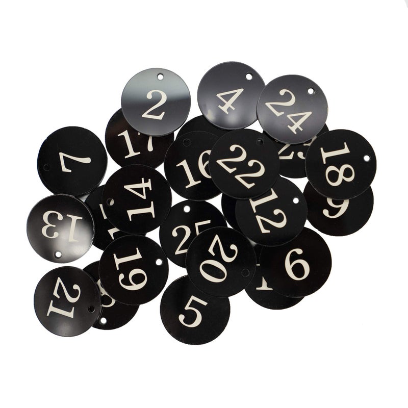 StayMax Acrylic ID Number Tags Key Tags with Key Rings Black (0-25) - Image 5